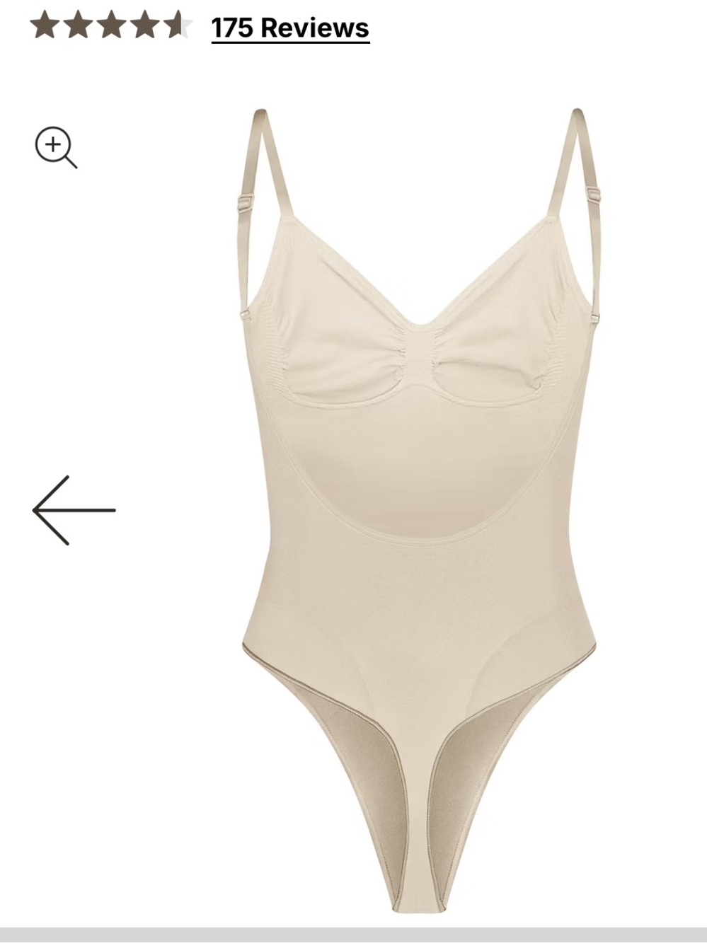 SKIMS Brand New Low Back Thong Bodysuit in Nude Sand Shapewear Snatching Med - Picture 2 of 11